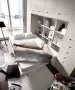 Horizontal folding double bed with wardrobes - Image 2