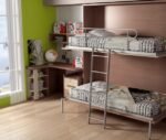 Children's room with folding bunk bed for two 90 x 190 beds