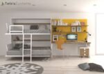 Horizontal folding bunk bed with study area