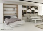 Living room with chaise longue, lift-up coffee table and fold-down bed - Image 2