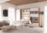 Living room with folding WALLBED and wardrobe