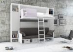 VERSATILE bunk bed 90 x 190 with sofa and symmetrical side bookcases