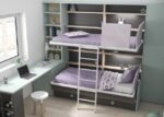 Horizontal folding bunk beds with sofa and study area - Image 2