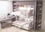 Children's room with folding bunk beds with loft + wardrobe - Image 2