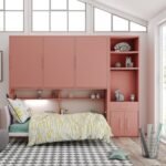 Horizontal folding bed 90x190 with wardrobe and extendable desk