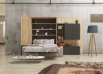 Horizontal folding double bed with sofa and wardrobe - Image 2