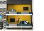Elegant youth bed with fold-down bunk bed and wardrobes - Image 3