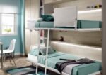 Horizontal folding bunk bed measuring 90 x 190 with wardrobe and study area. - Image 2