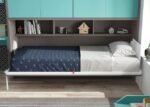 Horizontal folding bed measuring 90 x 190 with wardrobes. - Image 3
