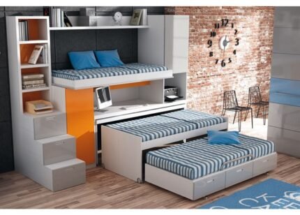 Room with self-supporting compact furniture