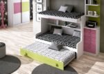 Children's room with compact 3-bed unit.