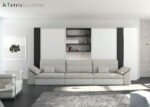 Living room with double vertical folding bed and sofa