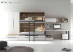 Folding bunk bed with trundle, table and wardrobe - Image 2
