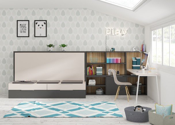 g-portada_comp_2313.jpg Horizontal folding bed with trundle bed and drawers - Image 1