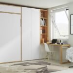 Vertical folding bed plus wardrobe and study area