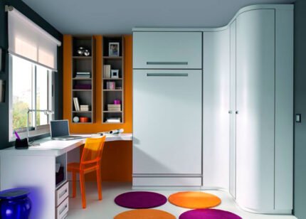 Folding bed + curved corner terminal wardrobe