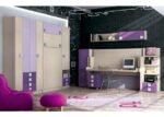 Children's room with vertical folding wardrobes.