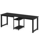Two Person Desk, 78 Inches Computer Desk with Storage Shelves - Image 9