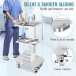 3 Trays Utility Cart 3-Layer Trolley Heavy Duty Lab Dental Rolling Utility Cart with 4 PE Wheels 2 of which can be Locked for Fixing Heavy-Duty with 33Lb Load Capacity - Image 5